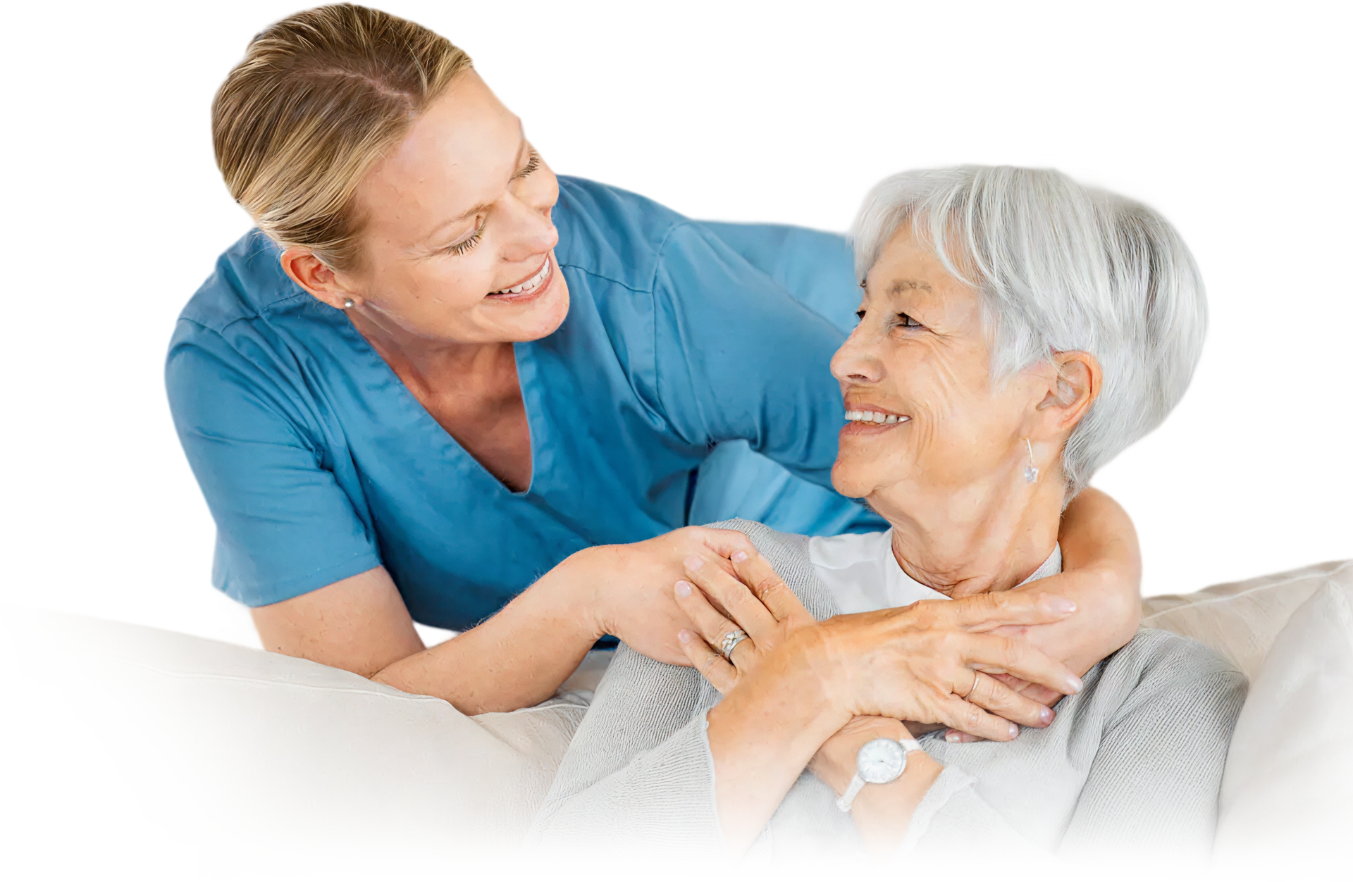 Caring nurse with elderly patient